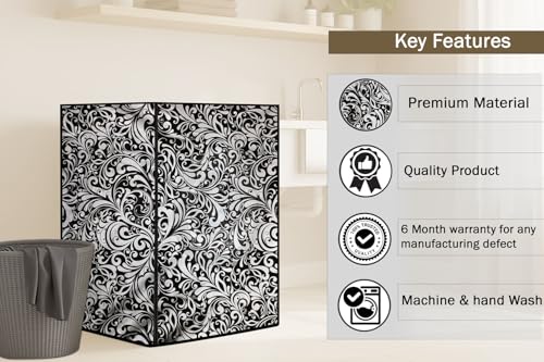 Image of Stylista Washing Machine Cover Compatible for Bosch 8 kg Front Load WAT24463IN Floral Pattern Black