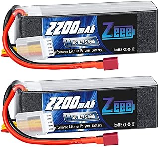 Zeee 4S Lipo Battery 14.8V 50C 2200mAh RC Battery with Deans T Plug for FPV Drone Quadcopter Helicopter Airplane RC Boat RC Car RC Models (2 Pack)