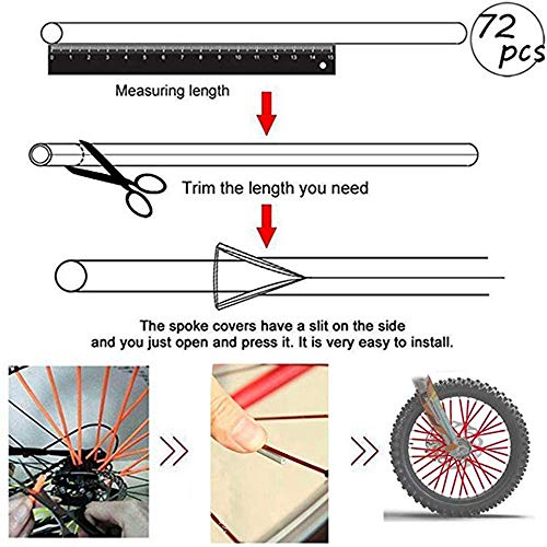 72Pcs Universal 8\"-21\" Rims Bicycle Dirt Bike Wheel Rim Spoke Skins Wraps Set Green