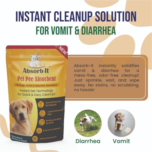Image of Absorb-It Pet Pee Absorbent Powder - Instant Gel Technology for Pet Poop |Quick and Easy Hygienic Waste Absorption for Dogs & Cats (Multi-Purpose Odor Control Formula) | 200 Gram Pack of 6
