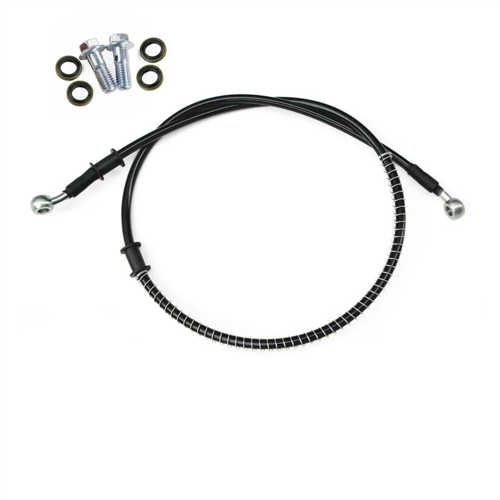 Ksxzw Black- Silver Motorbike Part Motorcycle Braided Line Steel Brake Hose Cable Hydraulic Pipe 900Mm/90Cm M10 28 Degree 0
