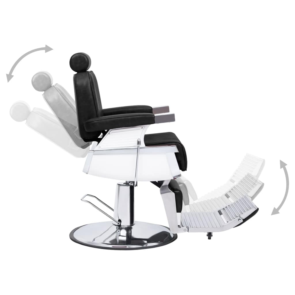 Friseurstuhl Schwarz 68 x 69 x 116 cm Kunstleder, salonstuhl drehstuhl mit armlehne fußstütze kopfstütze, für haarschnitt rasur, kosmetik studio spa, belastbar bis 110 kg