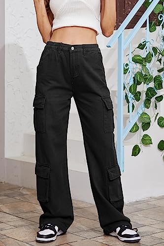 QYANGG Baggy Cargo Pants Women High Waist Pants for Women Loose Pocket Jogger Straight Wide Leg Y2K Cargo Pants2