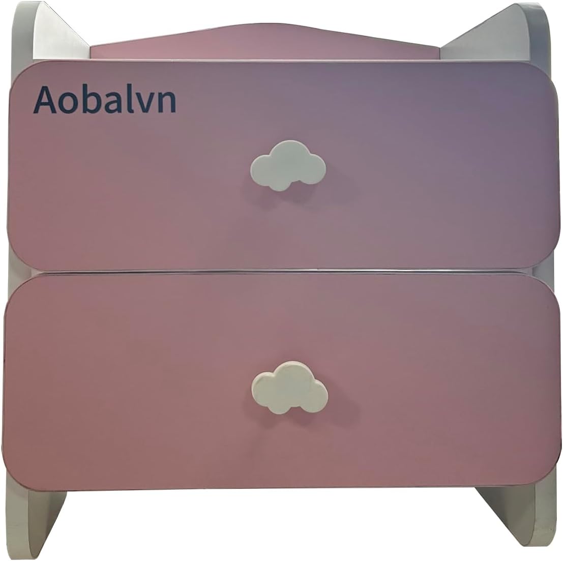 Wooden Night Stand with Drawers for Kids - Toddler Bedside Table for Boys & Girls Room, Sturdy Kids Side Table with Storage, Pink & Blue Nightstand for Bedroom, Nursery, or Playroom