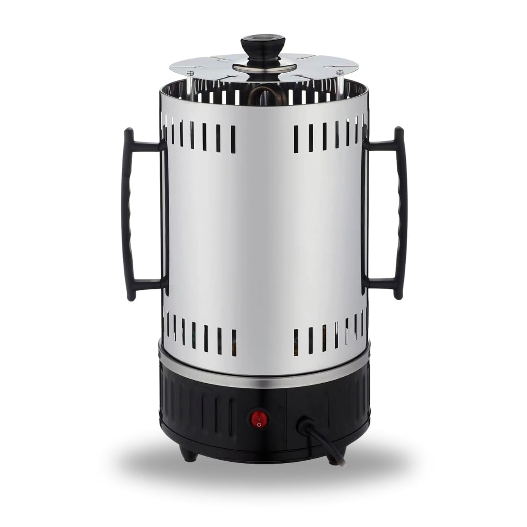 Vertical Grill, Griglia verticale senza olio e grasso,1000W, capacità di 6 spiedini, Rotazione automatica a 360°, facile da pulire, barbecue, ideale per spiedini alla griglia, kebab
