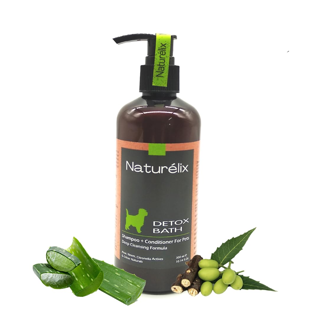 Naturelix Detox Bath Natural Dog Shampoo Plus Conditioner-deters Tick & Flea-Easy detangling-Soft Coat -Neem-Aloe-300 ML (B07NBMYPZX) Amazon Price History, Amazon Price Tracker
