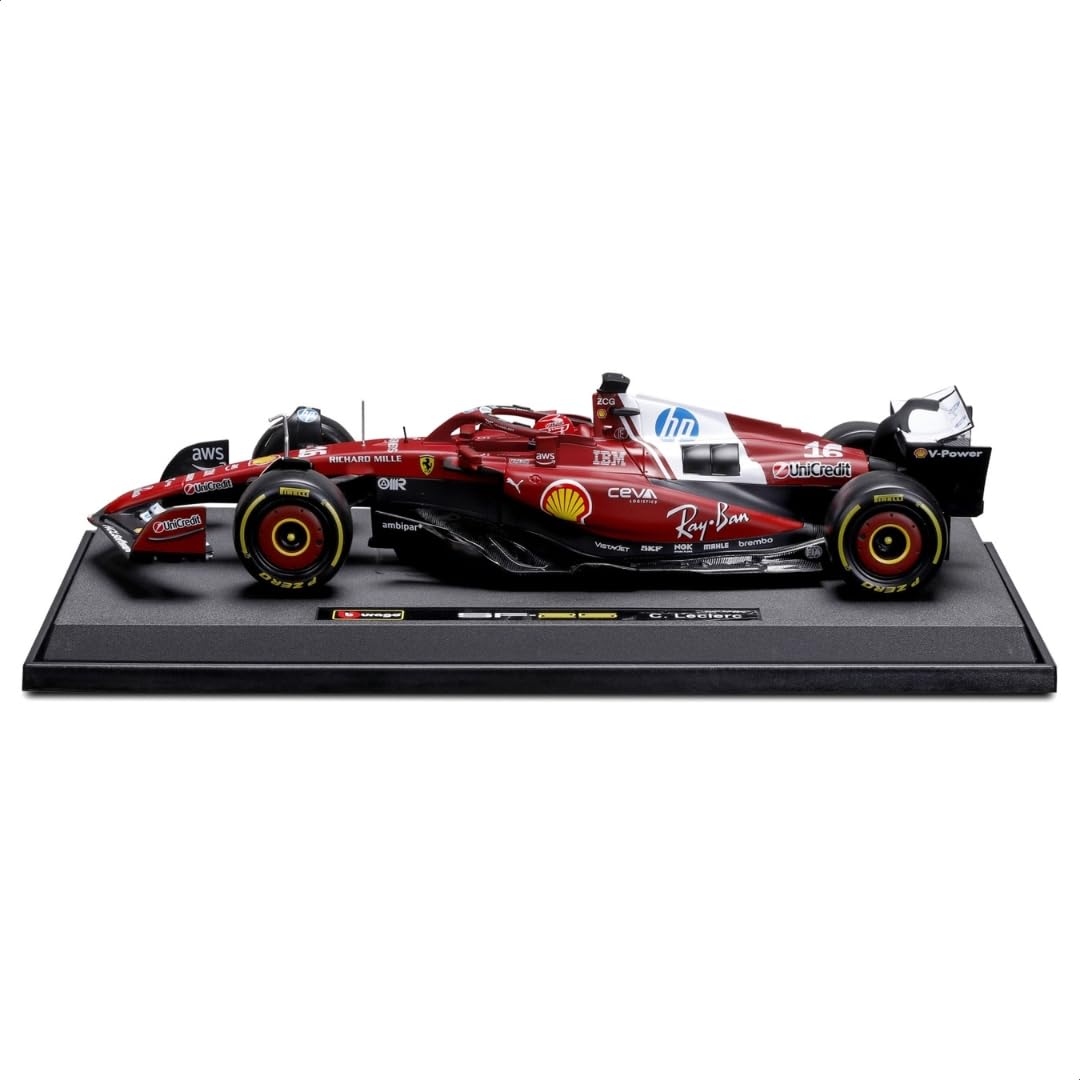 Bburago – Ferrari SF-25 F1 2025#16 Leclerc, Diecast Modellino Auto 1:18, replica autentica della Ferrari Formula 1 Bolid, licenza ufficiale, età consigliata 14+ anni