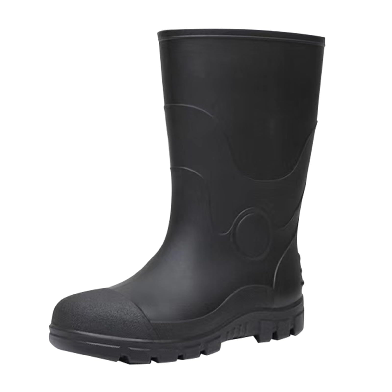 Stivali di gomma da uomo in neoprene tinta unita stivali antiscivolo a metà polpaccio stivali da lavoro stivali di gomma resistenti stivali di gomma Wellington facili da pulire stivali da
