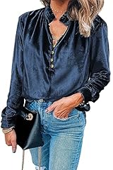 Navy Blue Velvet Tops