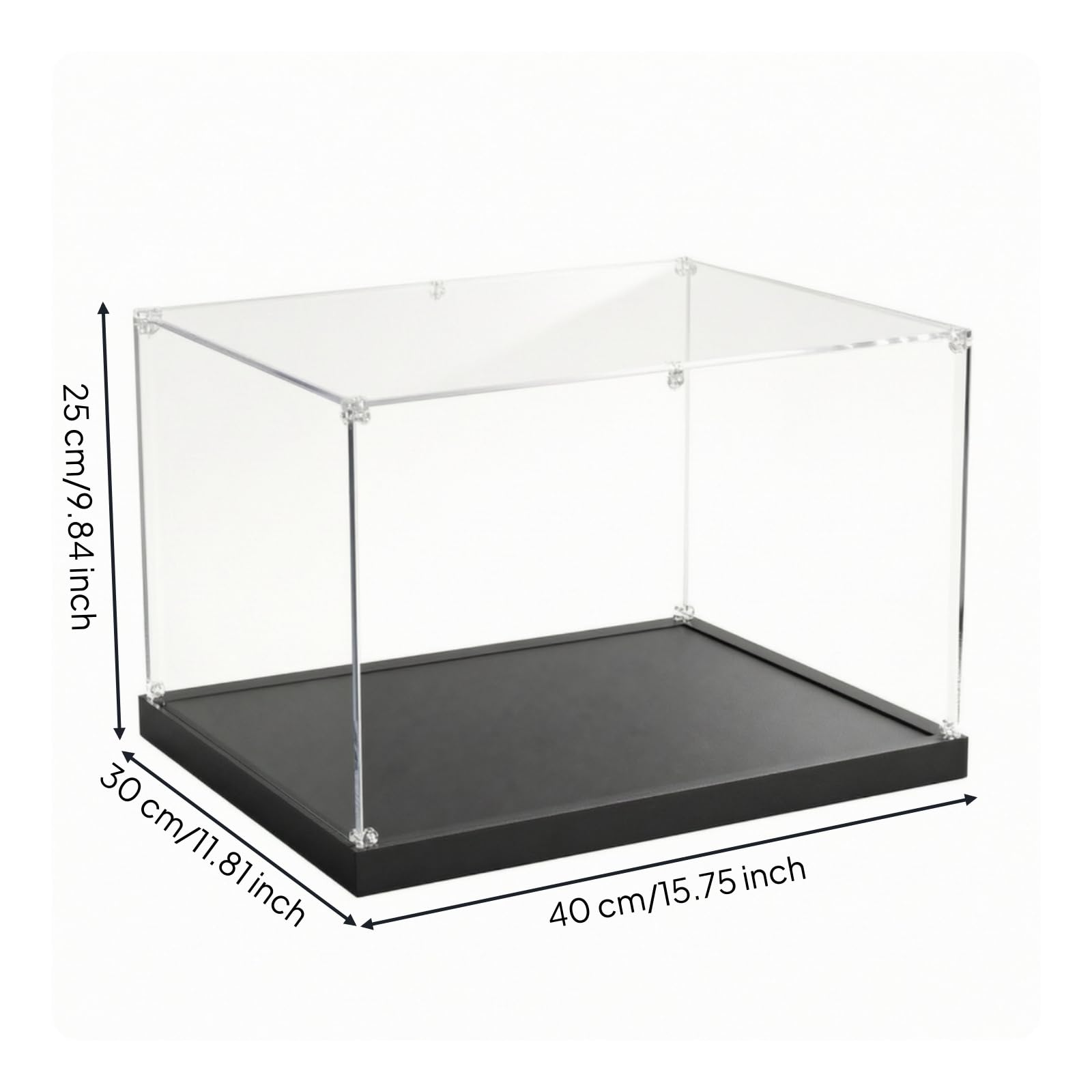 Almencla in Acrilico Trasparente Durevole Vetrina da Tavolo con Base Rialzata Elegante Espositiva con Pannelli Trasparenti per Stanza Degli Hobby , Nero