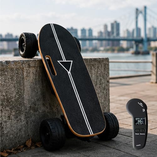 json2xml Skateboard Eléctrico para El Campus, con Control Remoto, Neumáticos Todoterreno 107×65 Mm con Absorción De Impactos, 4 Modos Velocidad; Incluye Kit Herramientas En Forma T Y Pegatinas