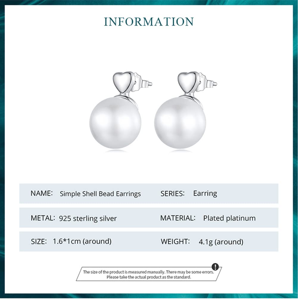 WBDWWTD 925 Sterling Silber Perlen-Creolen für Frauen, baumelnde Perlen-Tropfenohrringe, Geschenke