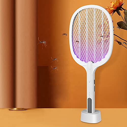 Linnet Mosquito Killer Racket Rechargeable Handheld Electric Fly Swatter Mosquito Killer Racket Bat/with UV Light Lamp Racket Bat USB Charging Base, Electric Insect Killer (Bat)-image-17