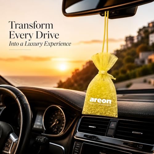 Image of AREON Pearls Vanilla Black Hanging Air Freshener, Quality Perfume Pack of 3 | Long Lasting Fragrance - Premium Quality Perfume - Eliminates Unpleasant Odors - Ideal for Car - Home - Office - Wardrobe
