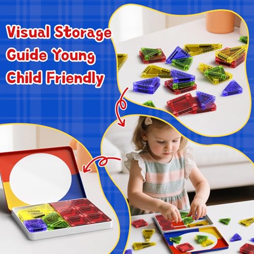 Image of Magnetic Tiles Travel Toys with Storage Case, Portable STEM Building Blocks for 3-8 Year Olds, Toddler Airplane Activities & On-The-Go Birthday Gift for Boys & Girls