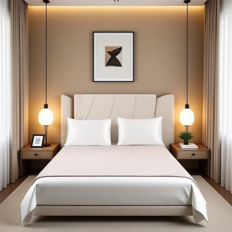 Image of 2 Pack Zippered Satin Pillowcaes, Luxury and Silky Soft Travel Zip Pillow Cases (Standard, White)
