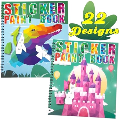 90shine 2PCS Sticker Books for Kids Ages 4-8 Multicolored Magic Themed Designs Party Gift Create 22 Pictures Cover