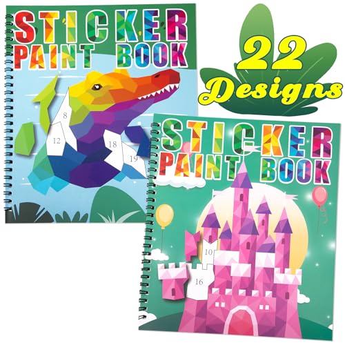 Image of 90shine 2PCS Sticker Books for Kids Ages 4-8 Multicolored Magic Themed Designs Party Gift Create 22 Pictures