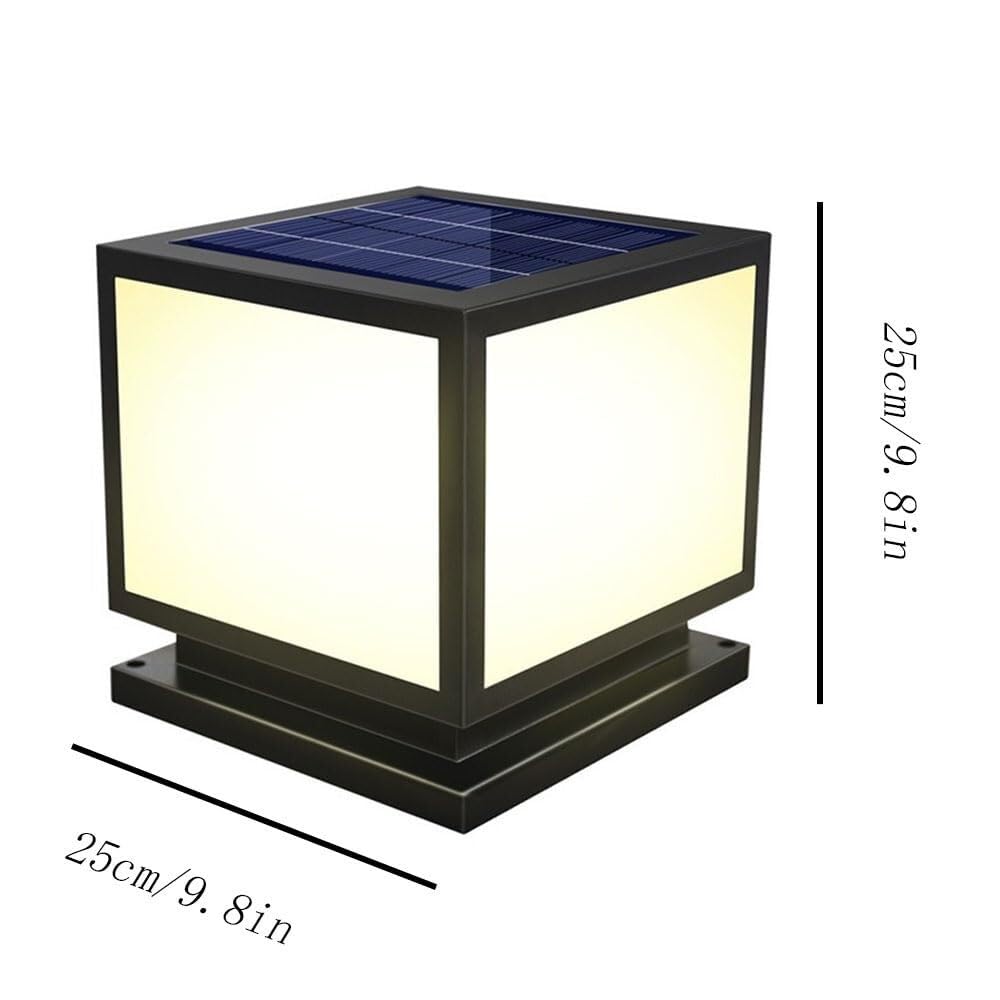 Zewnętrzna lampa słupkowa Nowoczesna latarka Oświetlenie uliczne Super jasne metalowe kreatywne hartowane szkło Lampy Stigma Solarne czarne wykończenie Lampa słupkowa do(One Color-25cm)