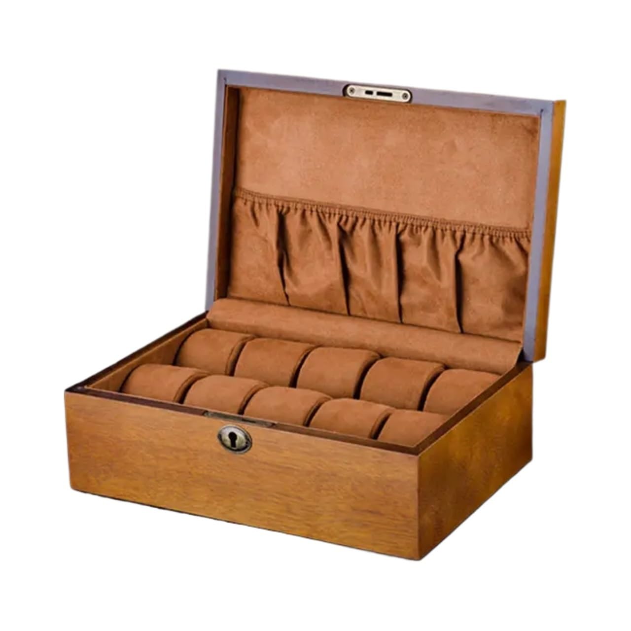 SHENJMAI Watch Box 10 Slots Wood Watch Case Storage Box Solid Organizer Display Holder