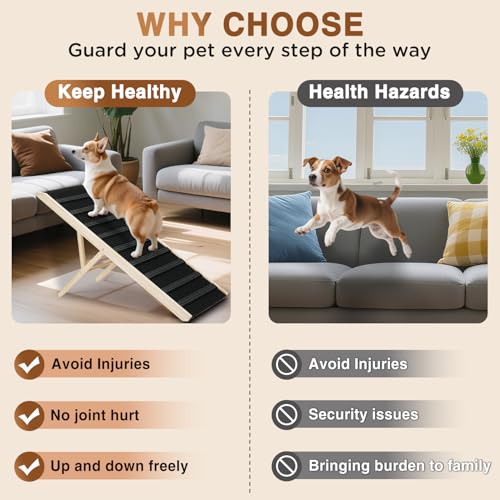 Dog Ramp for Car - 51" Long Foldable Pet Ramp for Small Large Dogs - Dog Ramps for High Beds Couch Car/SUV - Pet Stairs High Traction with Platform 6 Adjustable Heights 13" to 28" Up to 200LBS - Image 6