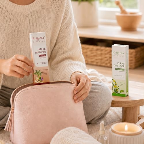 Image of PUFFIAIR Botanical Fragrance Stick Set - Mullein & Chamomile, Non-Electronic Passive Scent Accessories, Natural Botanical Scent Duo