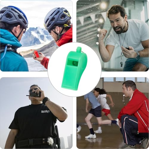 Silbatos deportivos plásticos 12 piezas con cordón miniatura 5