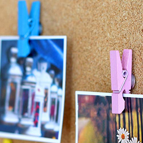 image for kiniza 20 Pack Colorful Push Pins Clips, Push Pins with Wooden Clips, 