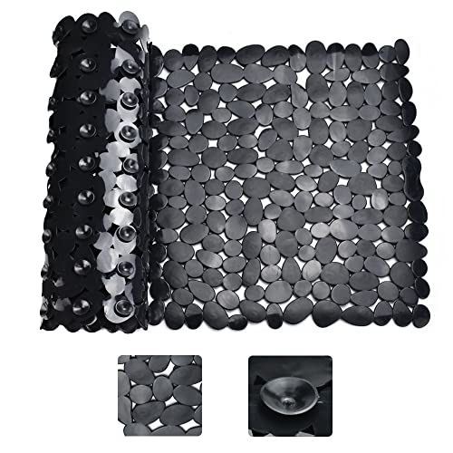 DECARETA Tapis de Douche Antidérapant Noir Rectangle Tapis de Baignoire Antidérapant Anti Moisissure Tapis de Bain Antidérapant pour Baignoire Tapis de Douche Ventouse pour Salle de Bain, 88 * 40cm