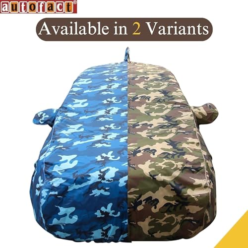 Image of Autofact 100% Waterproof Car Body Cover Compatible with Hyundai I20 Old Model (2008 to 2014), with Mirror and Antenna Pockets,4x4 American Matty, Long Lasting Material, Camouflage Army Look.