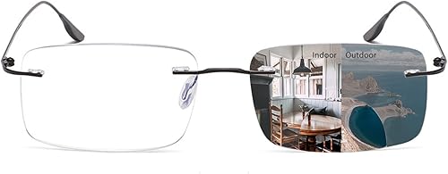 Miniatura 1 de KLAVER Gafas de lectura bifocales fotocromáticas anti luz azul gafas de sol de transición sin montura para mujeres y hombres