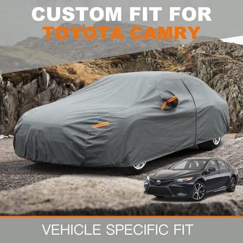 Image of Kayme Heavy Duty Car Cover Custom Fit Toyota Camry Sedan /Solara Coupe (1996-2025), Waterproof All Weather for Automobiles, Full Exterior Covers Sun Rain UV Protection.