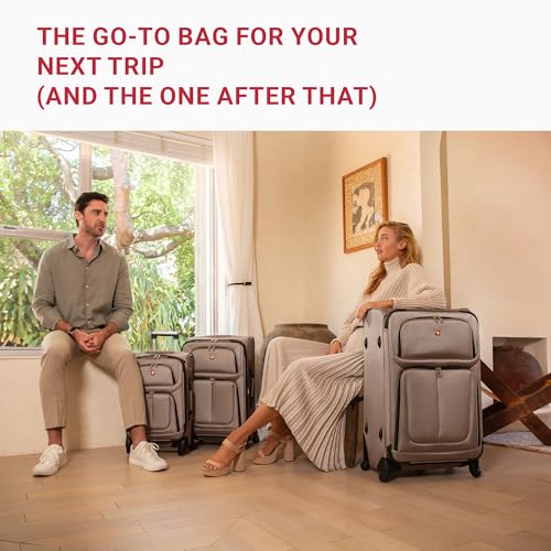 SwissGear Sion 3-Piece Set, Softside Expandable Luggage – 21 Inch Carry-On & 25 & 29 Inch Checked Suitcases with 360 Degree Wheels & Retractable Handles – Black