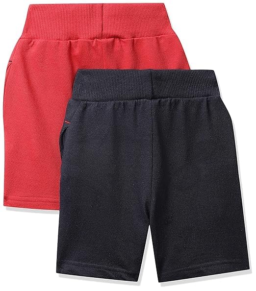 Image of Clotth Theory Boys Cotton Shorts Pack of 2 | Soft Breathable Fabric | Elastic Waist | Casual Wear Kids Comfortable Shorts