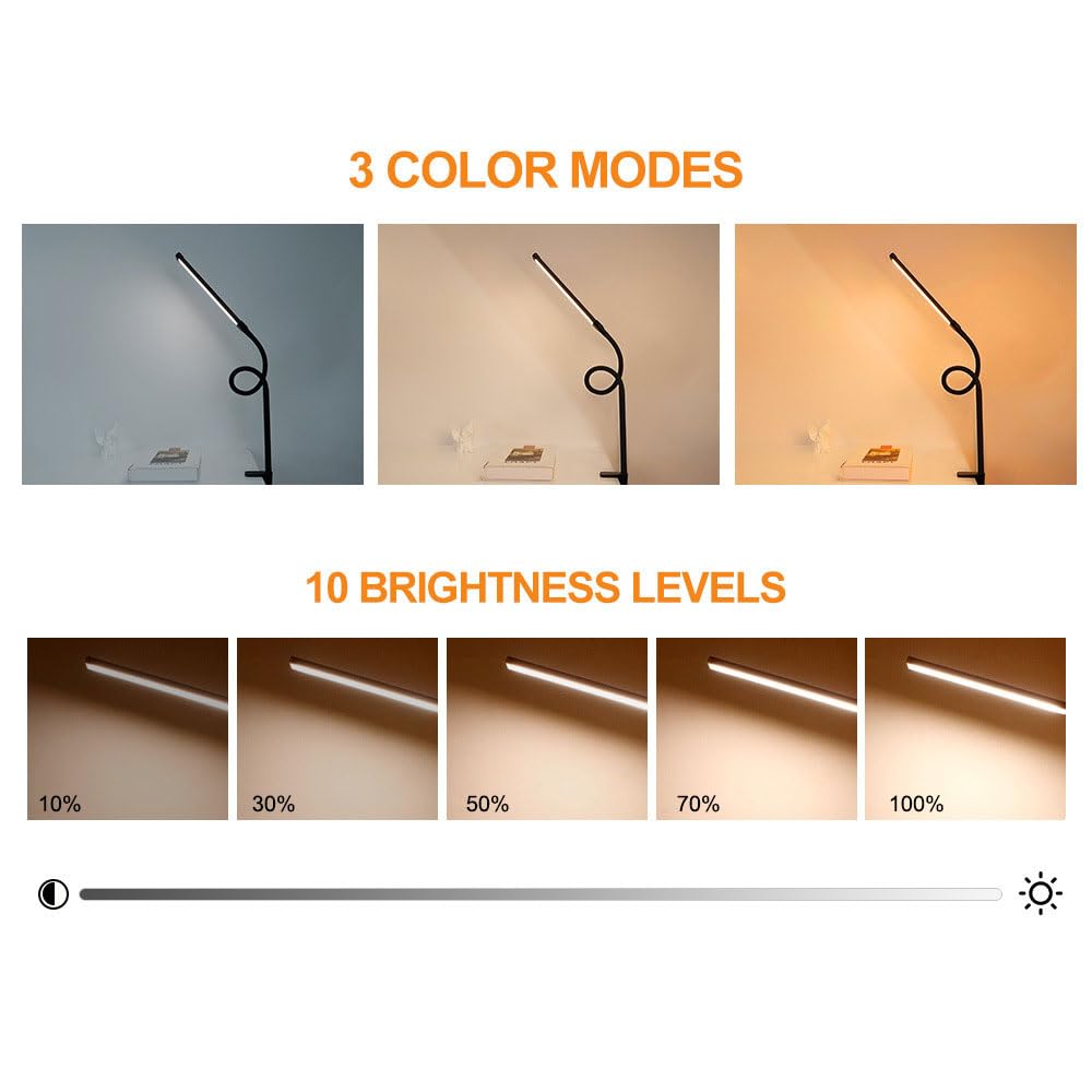 Clip USB Light Lampada da Tavolo LED scrivania Light 10 Livelli di Dimming per dormitorio Studio Soggiorno Camera da Letto