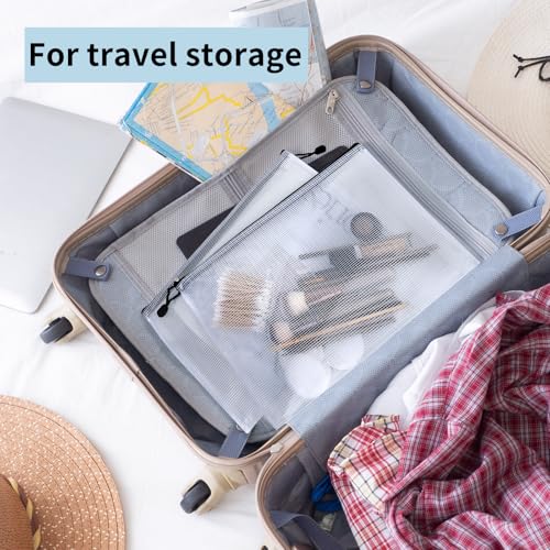 Image of EOOUT 42pcs Mesh Zipper Pouch, Black Waterproof Zipper Bags for Organizing Storage, Letter Size /A4 Size Puzzle Bag, Zipper File Bags for Board Games and School Office Supplies