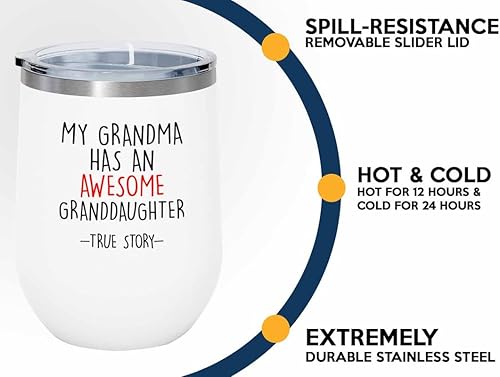 Miniatura 8 de Grandma Black Edition Wine Tumbler 12oz - Grandson True - Family Squad Fam Thank You Gift Siblings Parents Grandparents Funny nephew Grandma