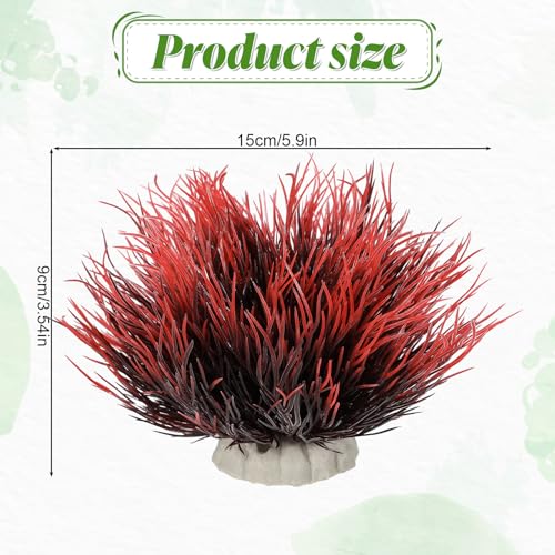 Image of 2 Pcs Aquarium Plants Fish Tank Decorations Artificial Fish Tank Plants Plastic Mini Grass Set Natural Style Tanks Accessories (Black Red)