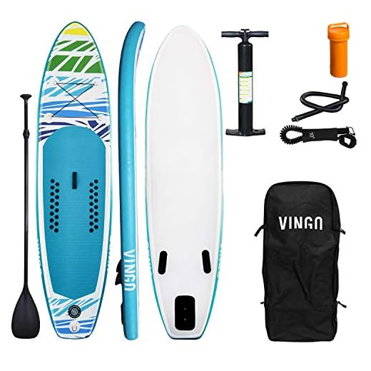VINGO Juego de tabla de surf de remo, hinchable, 15 cm de grosor, tabla de surf de remo, estable y ligera, para principiantes y experimentados