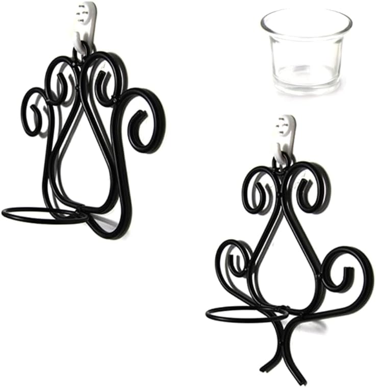 Candle Sconces Wrought Iron Holder Vintage Metal Wall Mounted Candlestick Home Decorations for Wedding Romantic Dinner Decoration Black Candle Stand/Display Candelabra (Color : Grey)