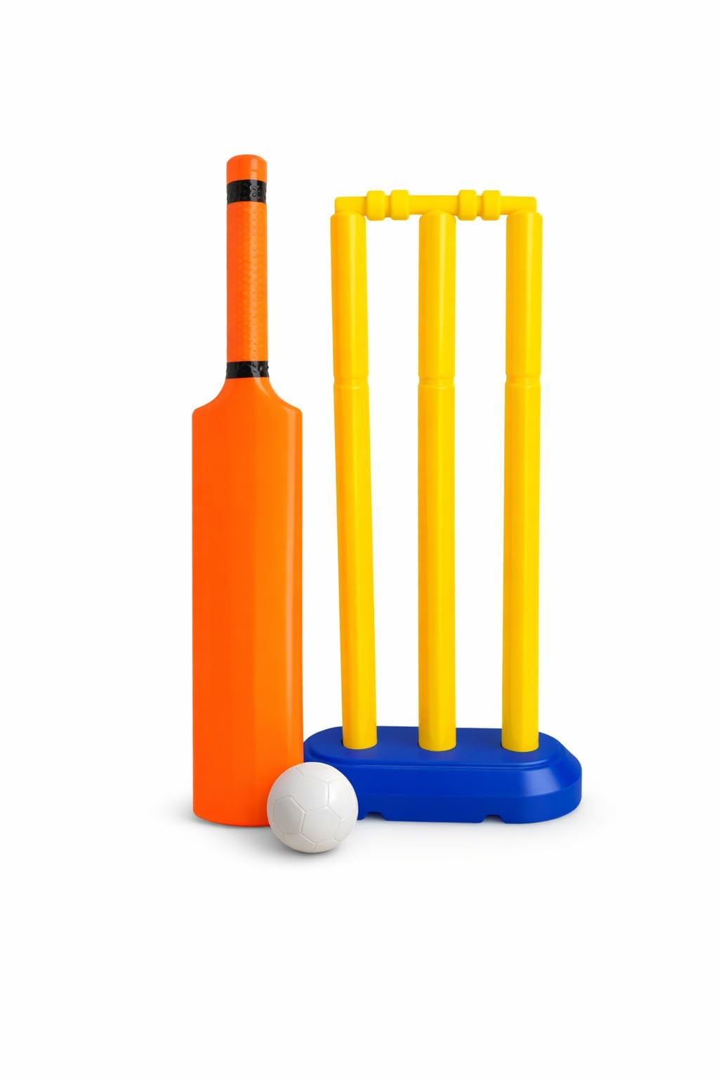 SPRAWA Kids Cricket Kit Set for Children | Plastic Cricket Bat Ball & 3 Stumps with Bail | Lightweight Indoor & Outdoor Cricket Toy Kit for Boys & Girls | Safe Fun Sports Game Set (Orange Big Bat)-image-5