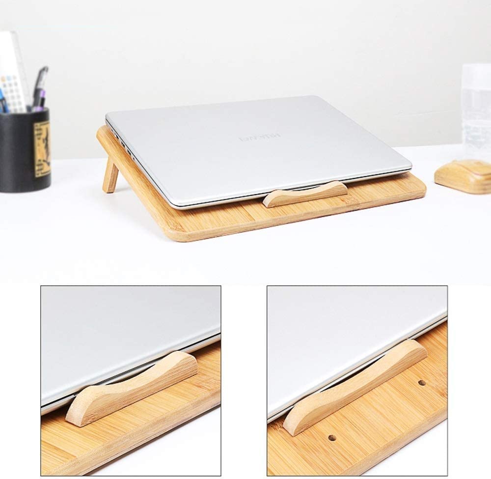Podstawka Chłodząca Stabilny Bambusowa Podstawka Do Laptopa Podkładka Chłodząca Biurko Na Stolik Z Kątami Pochylenia Notebooków Cichy Biurko(38 * 28 * 5.6cm)
