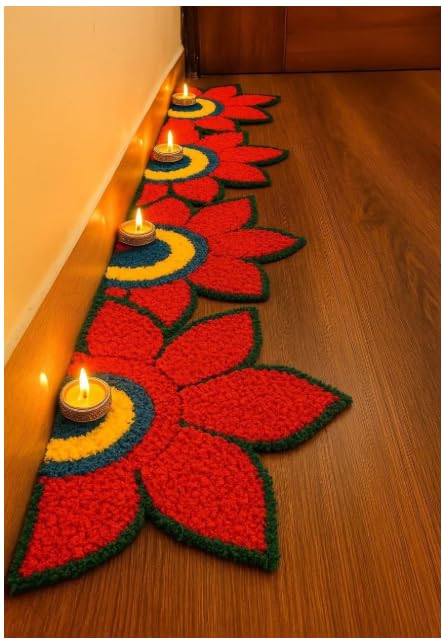 Image of Artificial Flower Wedding Haldi Platter Decoration Petal Rangoli Mat Traditional for Wedding, Haldi, Mehndi, Sankranti Home Decor, Diwali 12 inches (Dark Purple, Pack of 2)