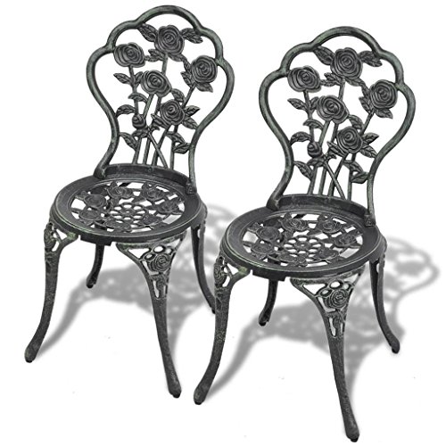 Chaise de jardin抗锈铝合金绿2把装 - 解决生锈变色问题的户外Bistro餐椅