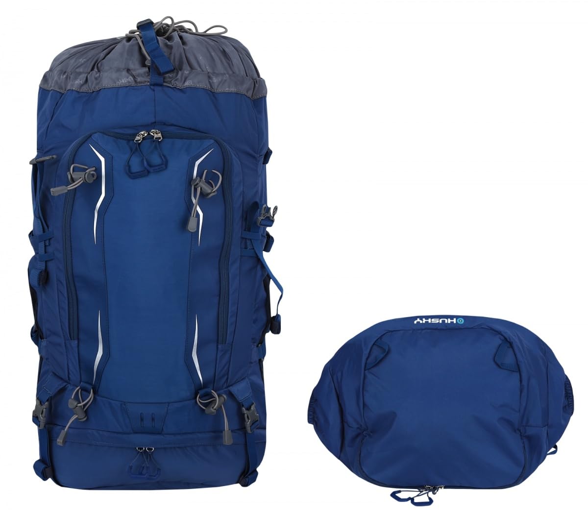 Husky Expeditionsrucksack 70L – Ultraleichter & Robuster Trekkingrucksack mit Verstellbarem Rückensystem, Viel Stauraum & Regenhülle für Abenteuer & Reisen (Ranis, Blau)