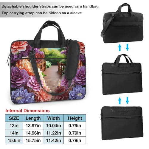 Colorful Flowers Blossom Laptop Bag for Women Computer Bag Shoulder Laptop Sleeve Business Work Briefcase2