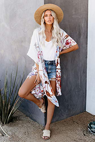 Image of Jayscreate Women's Breezy Summer Boho Kimonos Sheer Beach Cardigan Cover Up