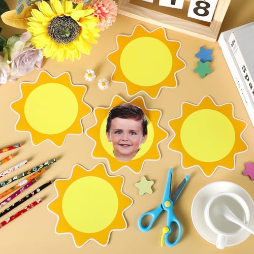Image of gisgfim 80Pcs Summer Sun Cutouts Sunshine Decorations Bulletin Board Yellow Sun Paper Cut-Outs Classroom Decor for Boy Girl DIY Craft Photo Wall Door Summer Kindergarten Preschool Party Favor Supply