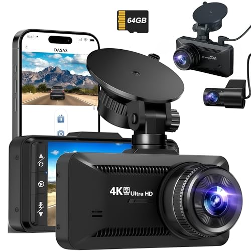 Dashcam Autokamera Set Vorne Hinten Nachtsicht WDR Technologie Bewegungserkennung Parkmodus Unfallaufzeichnung LKW (Dashcam + 64 GB)