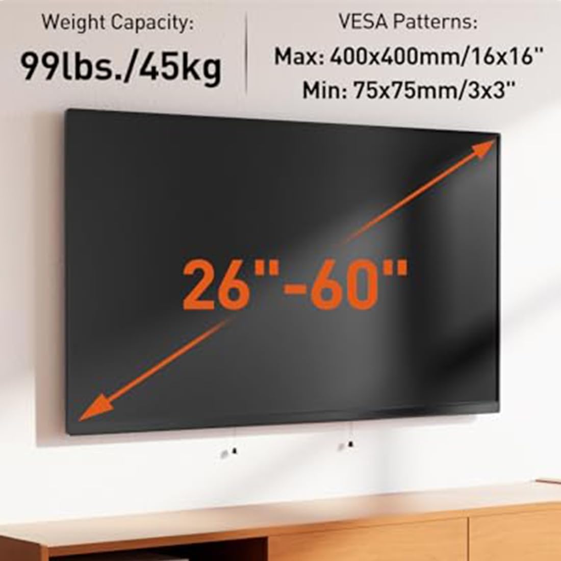 Supporto A Muro Fisso per TV, Supporto Ultra Sottile per Schermi Piatti LCD e Plasma, Max